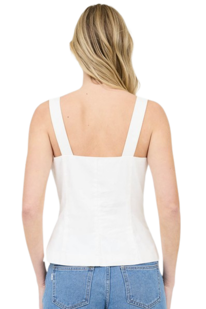 Blouse Sans Manches G.H. Bass Femme - Taille L - Blanche Et Bleue - Neuve Avec étiquettes