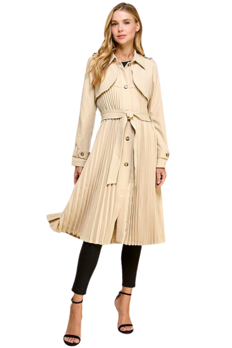 Pleated Trench Coat | Southern Birch Boutique