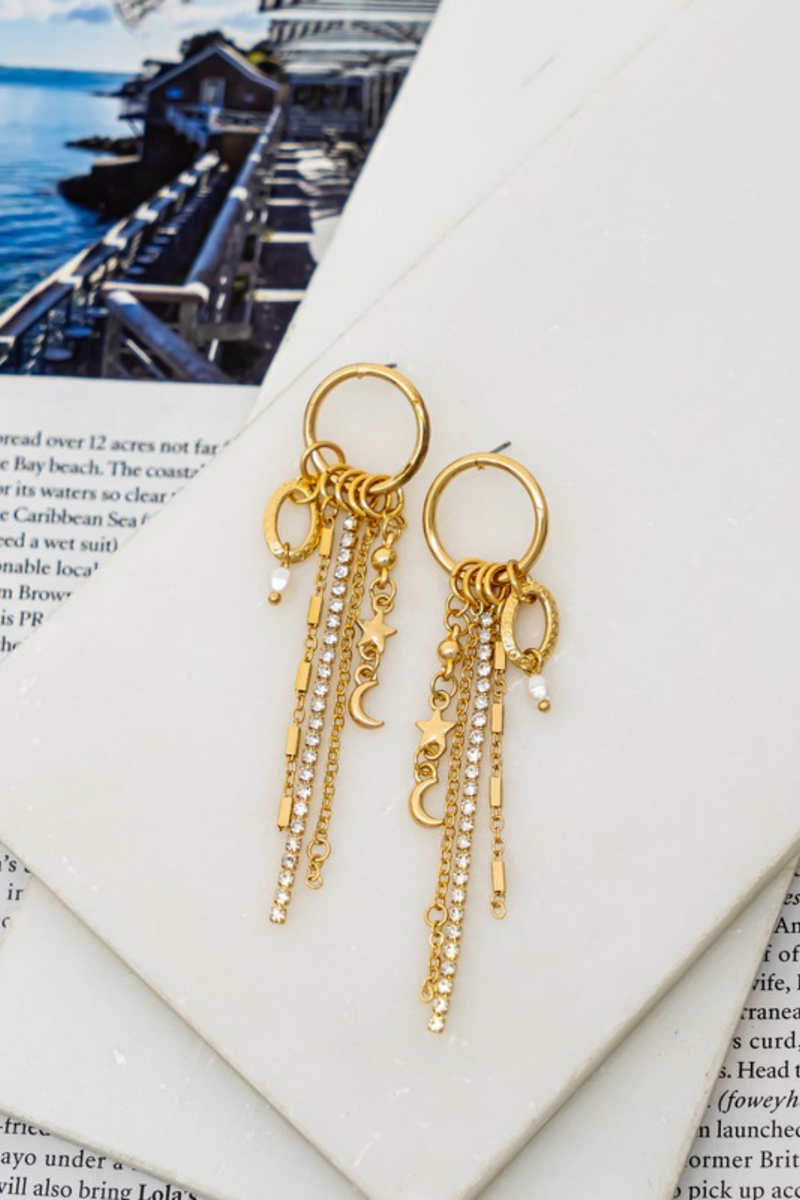 Gold dangle drop deals earrings