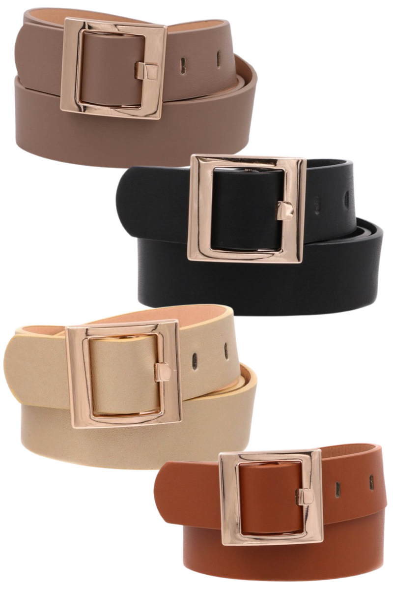 Faux Leather Square Buckle Belt | Southern Birch Boutique