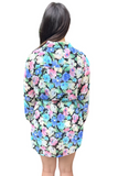 Back of a floral long sleeve romper dress