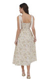 back of a floral midi dress with satin tie straps and a smocked back detail 