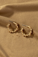 Rhinestone & Gold Barbwire Hoop Earring Set