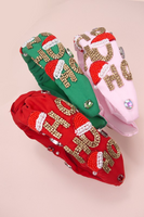 Ho Ho Ho bead and rhinestone Christmas headbands in colors red, green and light pink 