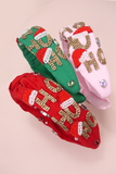 Ho Ho Ho bead and rhinestone Christmas headbands in colors red, green and light pink 