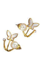 pearl and gold butterfly ear jacket