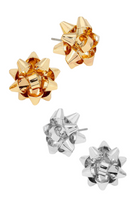 Metal Christmas bow stud earrings. Bows are gold and silver 