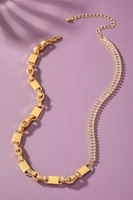 Gold Chunky Link & CZ Stone Necklace