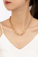Gold Chunky Link & CZ Stone Necklace