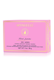 Pink Spongellé French Lavender sponge bar packaging box with gold lettering and border details, shown on a white background with a soft reflection.