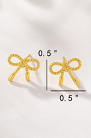 gold rope chain style bow stud earrings with dimensions of 0.5 inches by 0.5 inches 