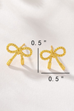 gold rope chain style bow stud earrings with dimensions of 0.5 inches by 0.5 inches 