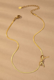 Gold herringbone chain choker necklace with a herringbone bow 