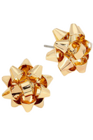 gold Christmas holiday bow stud earrings 