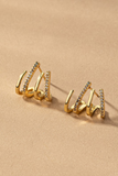 gold and pave rhinestone 4 layer hoop cuff style earrings 