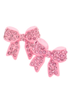 light pink bow stud earrings with light pink rhinestones 