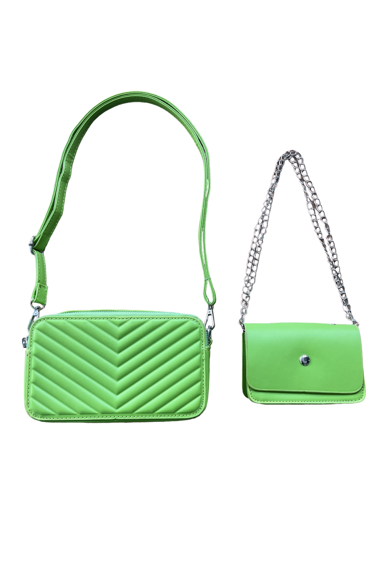 Lime Green Chevron Quilted Purse Set Southern Birch Boutique