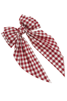 Maroon and white checkered oversized hair bow 