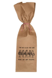A brown kraft paper gift bag tied with red and white string, featuring a black printed graphic of five chicks and the text 'I'M SO GLAD YOU ARE ONE OF MY PEEPS.' on a plain white background.