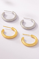 gold and silver simple hoop earrings with post backs