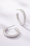 silver minimalist hoop earrings with post back 