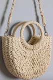 Structured Straw Tote With Circle Handle