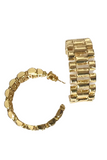 gold hoops with post back and watch link style 