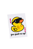 Quacks of Kindness "You Quack Me Up" greeting card featuring a yellow duck wearing black sunglasses, bright pink accents, and an adorable 3D yellow duck embellishment.