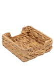 A rectangular woven basket made from natural tan seagrass or wicker, shown on a plain white background.