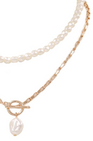 Layered Pearl & Pendant Chain Necklace