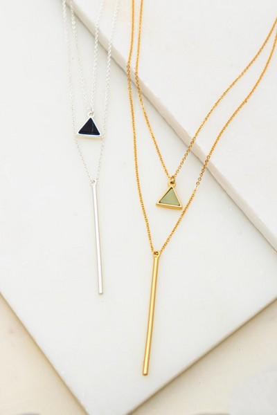 Layered Triangle & Bar Necklace