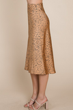 The Wren Satin Leopard Skirt