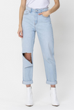 The Maren High Rise Distressed Mom Skinny Jeans