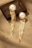 Pearl & Tassel Chain Earrings