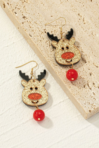 Reindeer Head Earrings