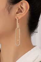 Rhinestone Paper Clip Drop Earrings