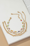 Gold, Pearls, Colorful Beaded Bracelet Set