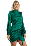 The Collin Satin Mock Neck Dress