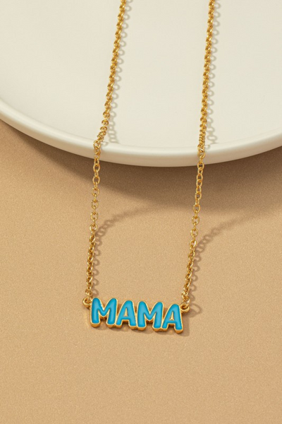 MAMA Bubble Letter Pendant Necklace