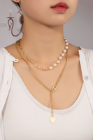 Two Layer Mixed Chain & Pearl Necklace