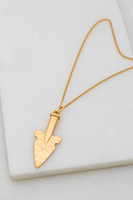30 inch gold necklace with a gold arrowhead pendant