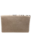 Back of an envelope style clutch handbag. Neutral canvas material