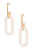 gold and white acrylic drop earring with a post back 